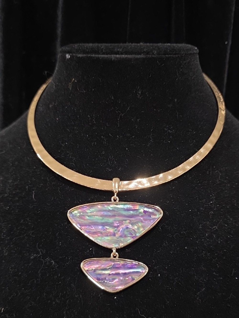 Park Lane Gold-Tone Necklace with Iridescent Abalone Shell Pendant